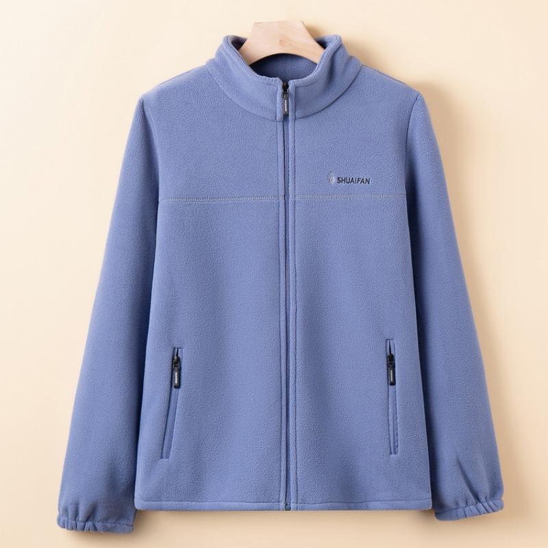 Mom's New Granular Fleece Jacket, Spring and Autumn Fleece Thickened Warm Cardigan, Medium and Old Women's Top