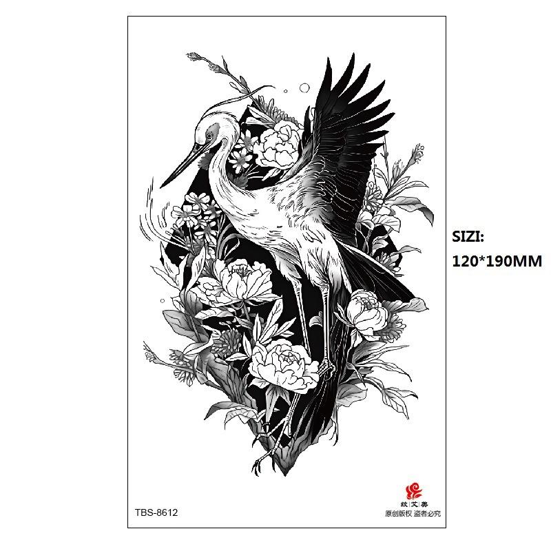 Hand Painted Original Color Flower Fox Phoenix Women'S Simulated Tattoo Water Transfer Tattoo Sticker