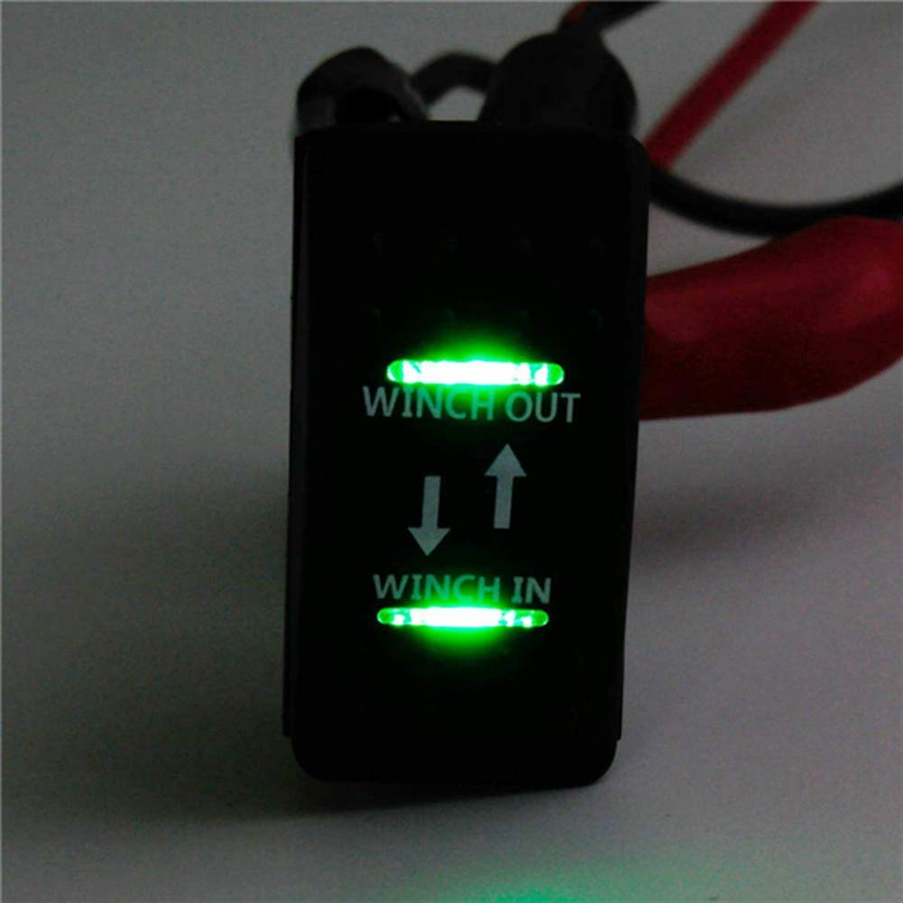 2pcs 20A Winch Out On Rocker Switch 7 Pin LED, Blue & Green