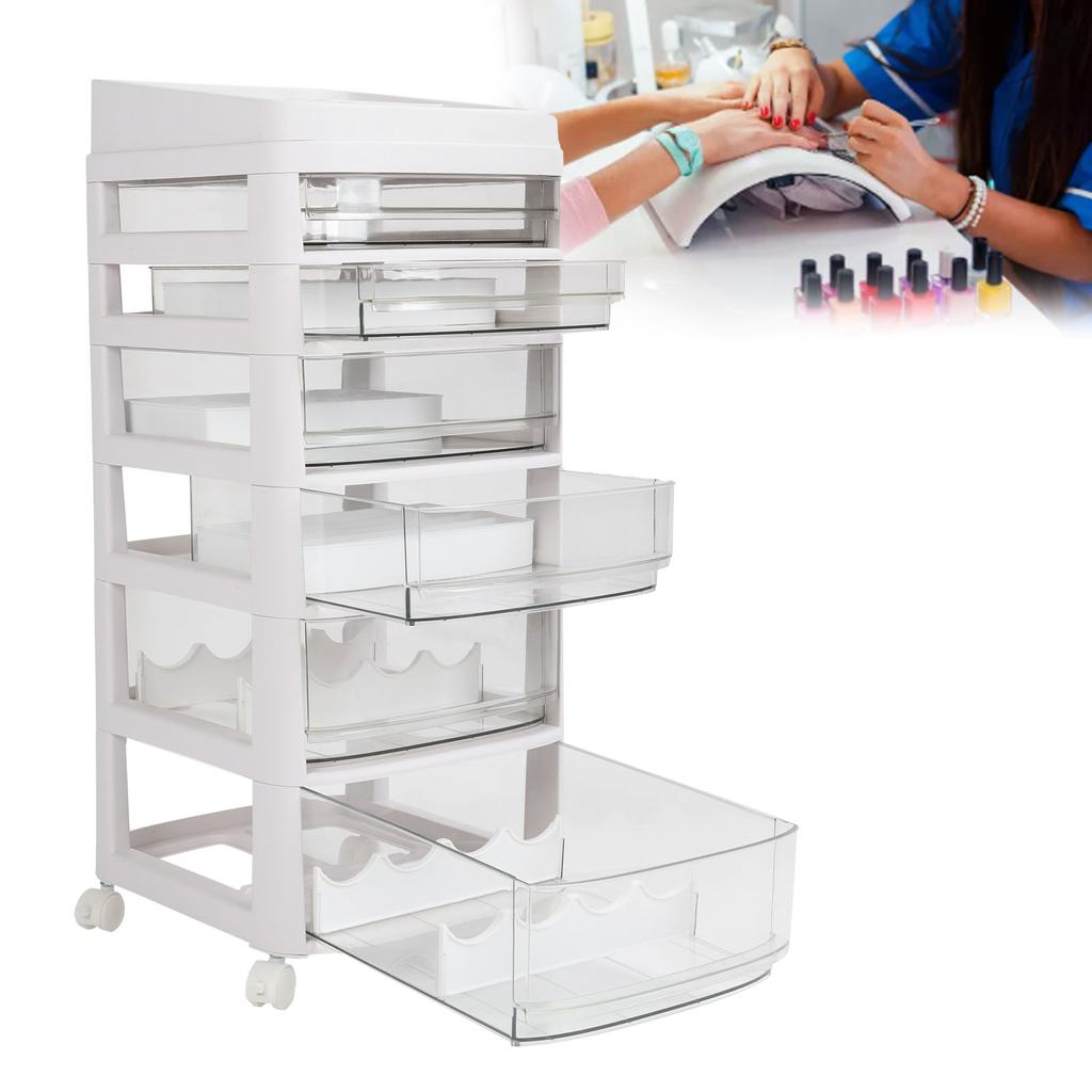 Nail Art Storage Box Multilayer Nail Polish Jewelry Cosmetic Storage Rack With 6 Drawers With Pulleys