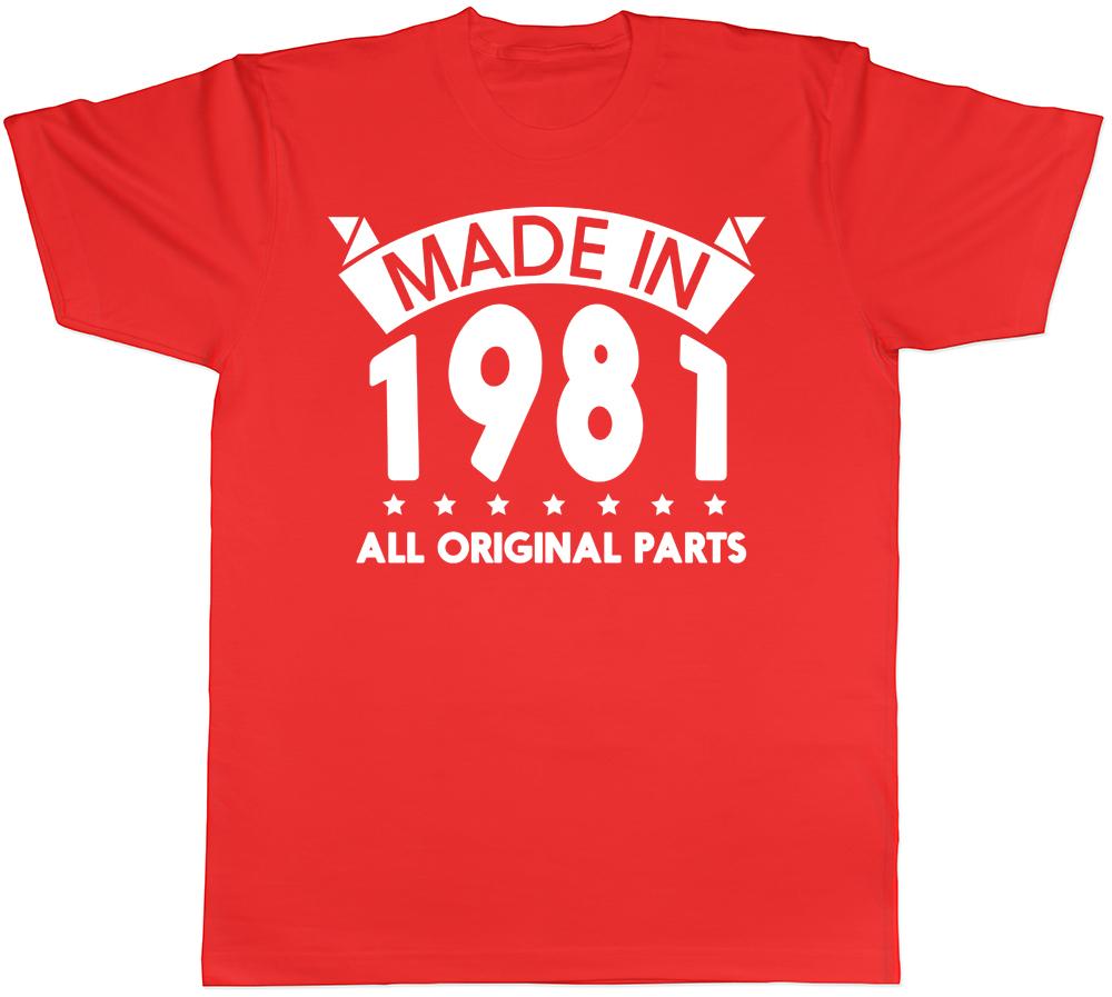 Made in 1981 All Original Parts Birthday Unisexs Short Sleeve TShirt S
