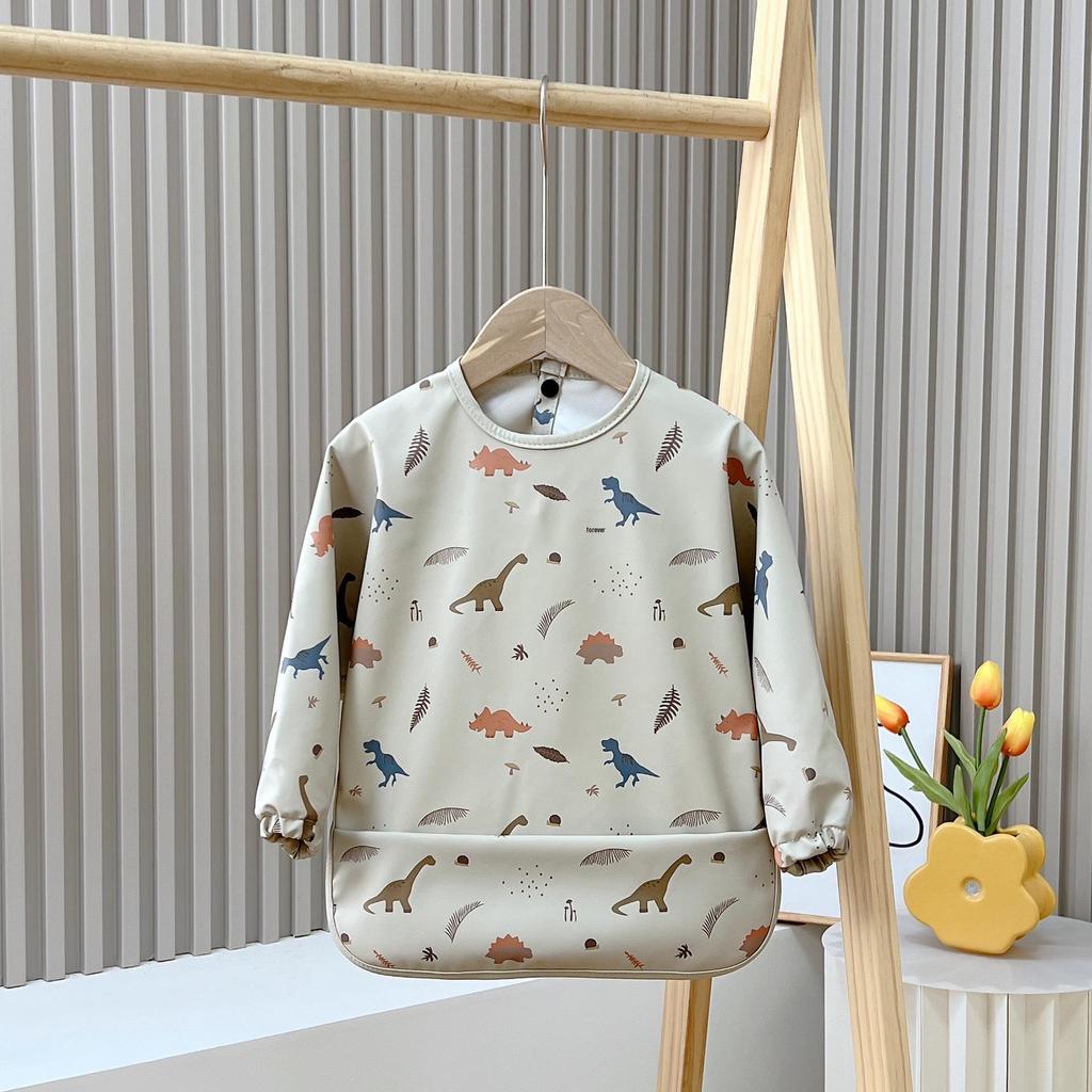 Reversible Waterproof Baby Smock & Bib - Denmark Painting Apron & Food Catcher Coverall