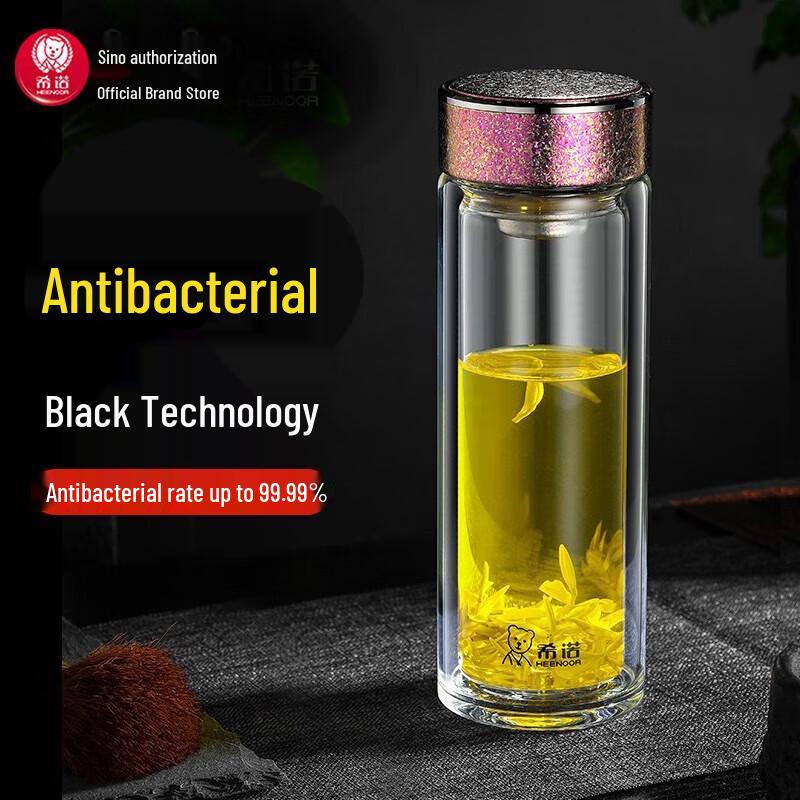 Hinuo Titanium Antibacterial Double-Layer Glass Cup