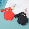 Faux Leather Flower Makeup Mirror Waterproof Portable Vanity Mirror Keychain