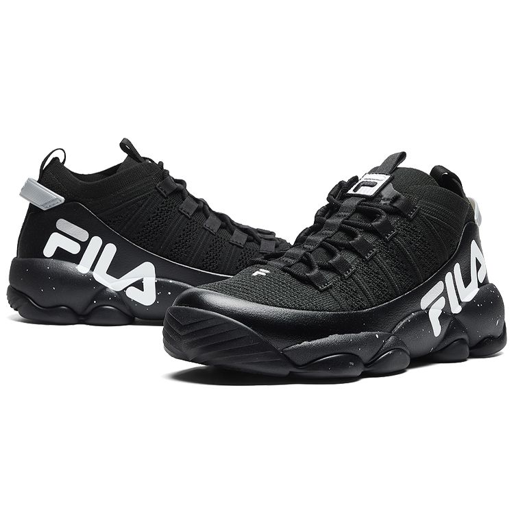 Fila Spaghetti Synthetic Leather Fabric TPU Comfortable Low-Top Retro Basketball Shoes Women Sneakers Black F12W014115FBK