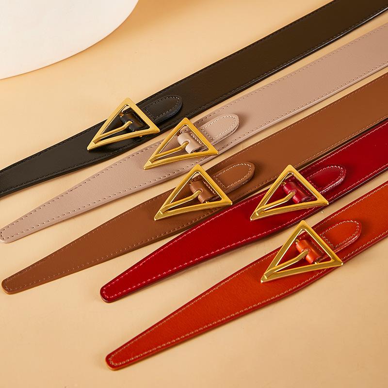 Belt Women'S Flat New Thin Belt Women'S Smooth Buckle Dress Decorative Skirt Women'S Versatile Pants