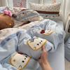A-Class Mother & Baby 4-Piece Super Soft Puff Cotton Bedding Set: Duvet Cover & Fitted Sheet for Dorms