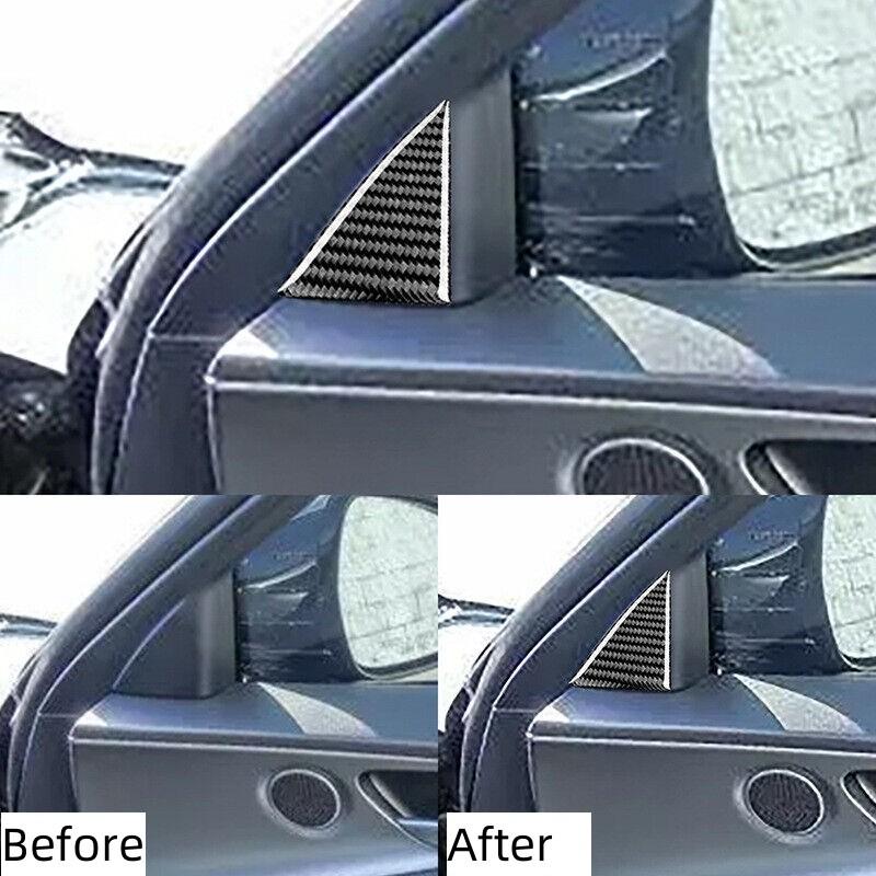 For Kia Stinger 2018- Carbon Fiber A Pillar Front Triangle Cover Trim 2pcs