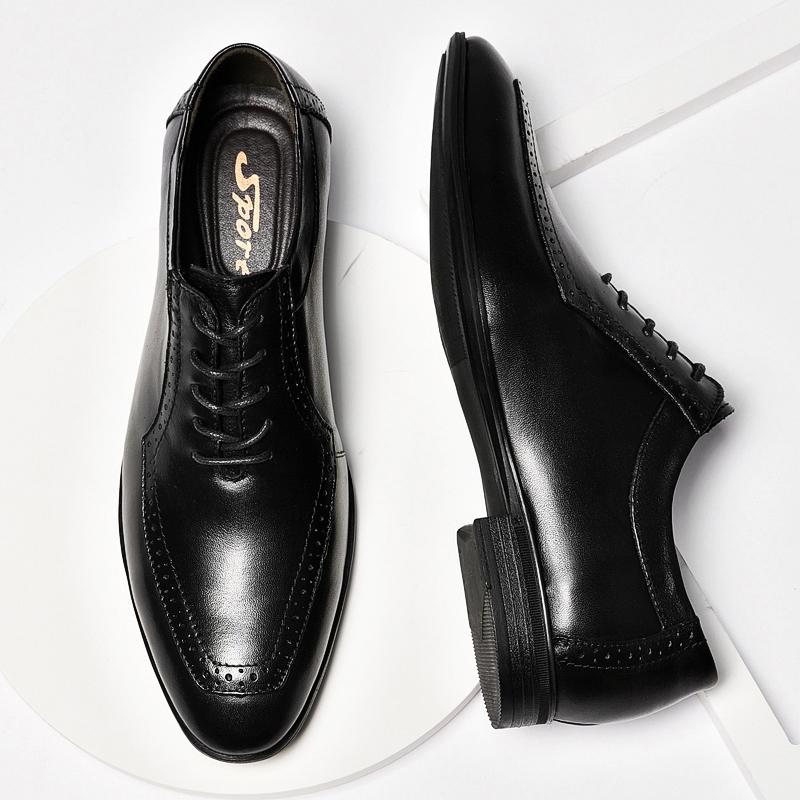 Luxusmarke Echtes Leder Mode Herren Business Kleider Slipper Oxford Atmungsaktiv Formell Hochzeitsschuhe Große Größe Britischer Stil