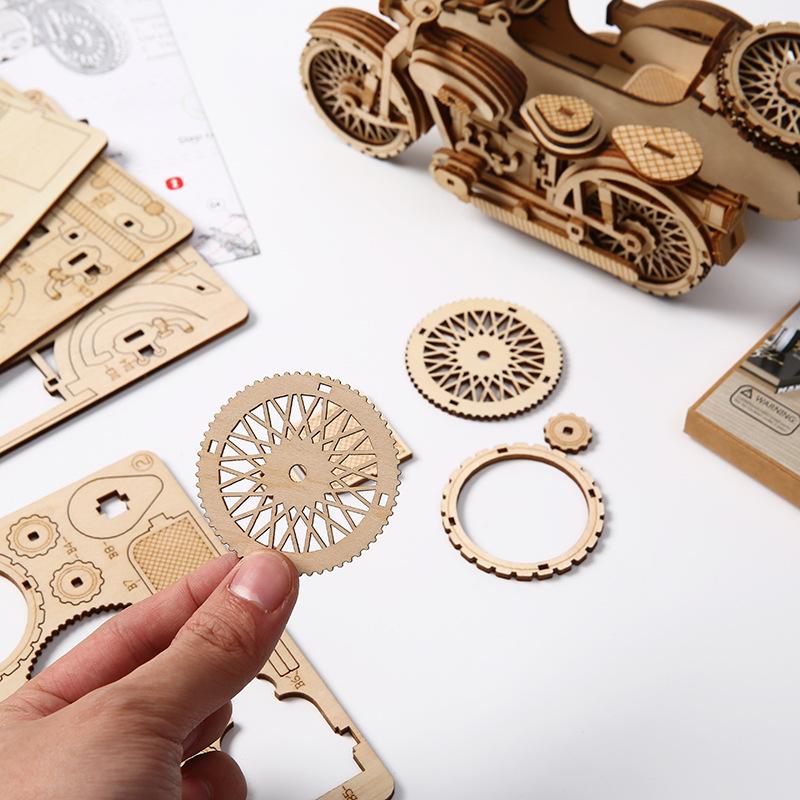 Tricycle 3D Wooden Puzzle Scale Model DIY Model Kit Home Decoration Mechanical Model Kit Building Toy Vehicle Toys Models