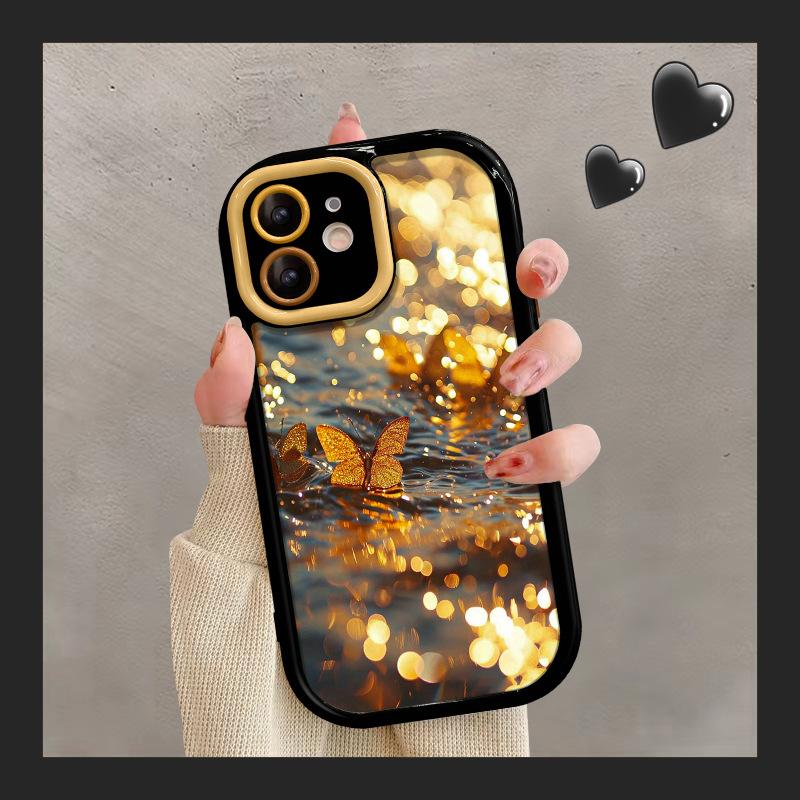 Golden Butterfly Suitable for Apple 16pro Mobile Phone Case New Iphone15promax Cartoon 13 Personality 14 17