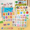 Non-Toxic Montessori Wooden Puzzles Hand Grab Boards Toys Tangram Jigsaw Baby Educational Toys Cartoon Vehicle Animals Fruits 3D Puzzles