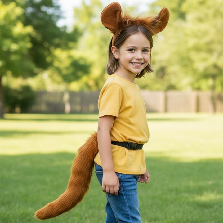 2Pcs Animal Horse Costume Set with Horse Ears Headband Horse Tail Accessories for Halloween Fancy Dress Party Props