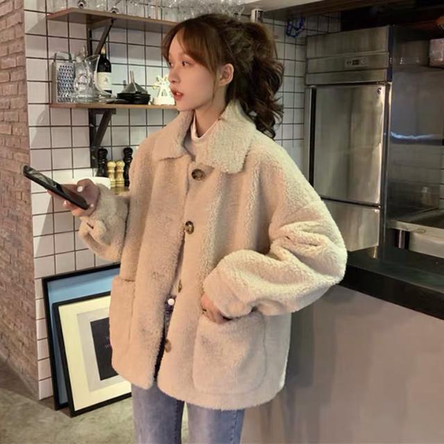 Autumn and Winter Imitation Lamb Wool Sweatshirt for Women American Retro Korean Loose Furry Jacket Thickened Warm Cardigan Jacket