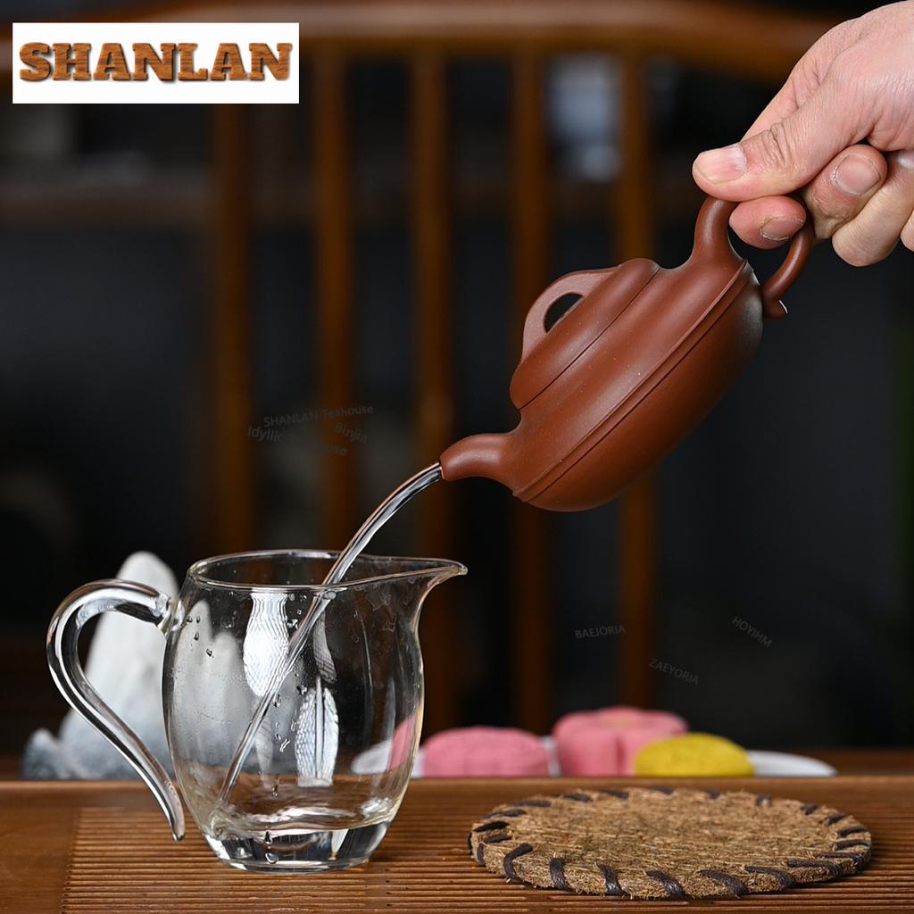 200ml Vintage Yixing Purple Clay Teapots Handmade Line Circle Pot Raw Ore Clear Water Mud Kettle Zisha Teaset Tea Services Craft