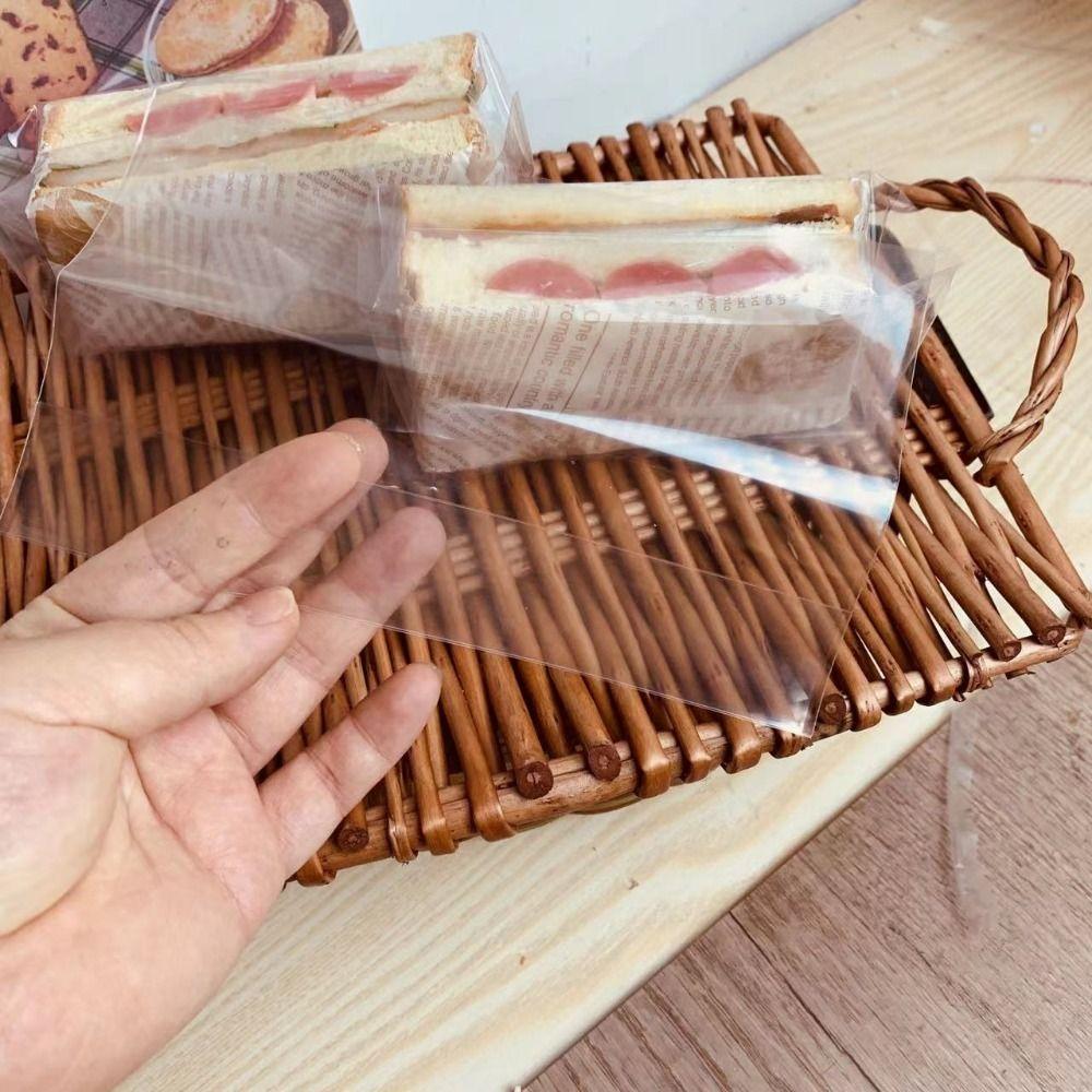100PCS Transparent Sandwich Packaging Bag Plastic Baking Bag Hamburger Packing Bag  Party Supplies