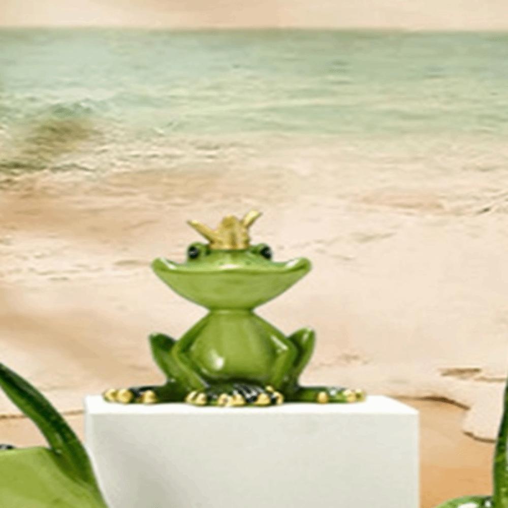 Four Optional Pose Designs Desk Decorative Amphibian Sculpture Vehicle Interior Small Statue Crown