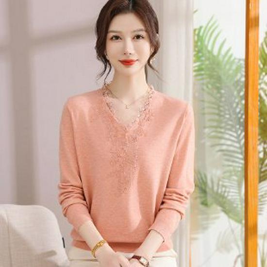 Mom s Chic Autumn Long-Sleeved Knit Top for Middle-Aged Women Large оранжевый