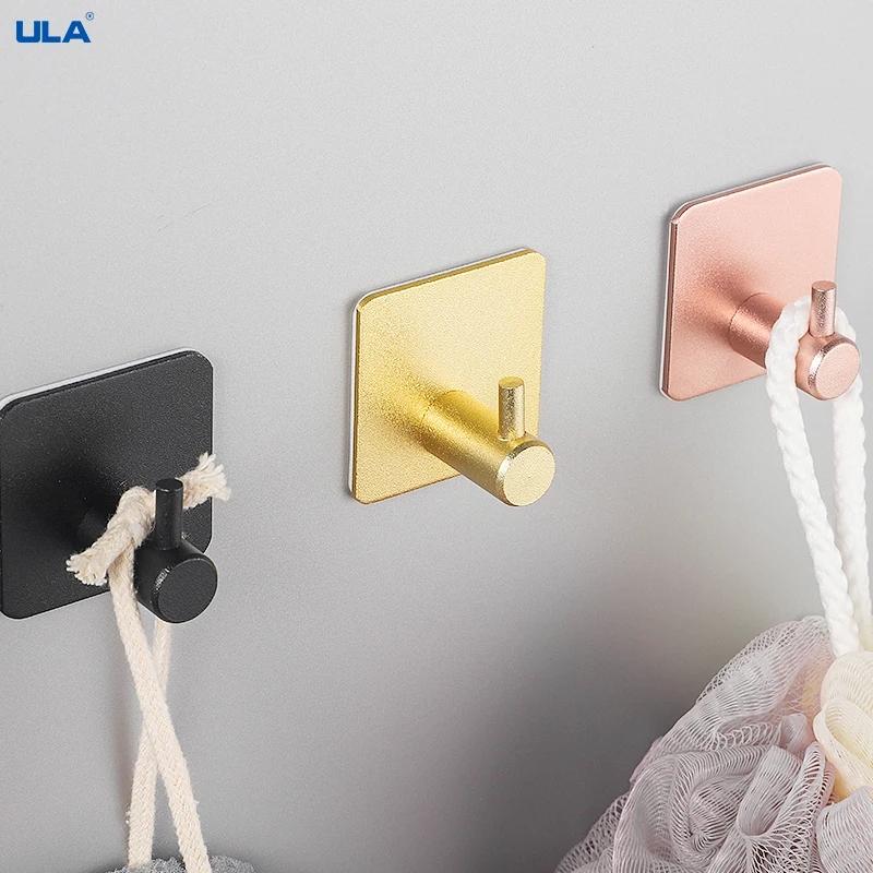 1PC Adhesive Wall Hooks Bathroom Robe Hook Wall Hanger for Clothes Hat Coat Handbag Metal Kitchen Rack Bath Accessories