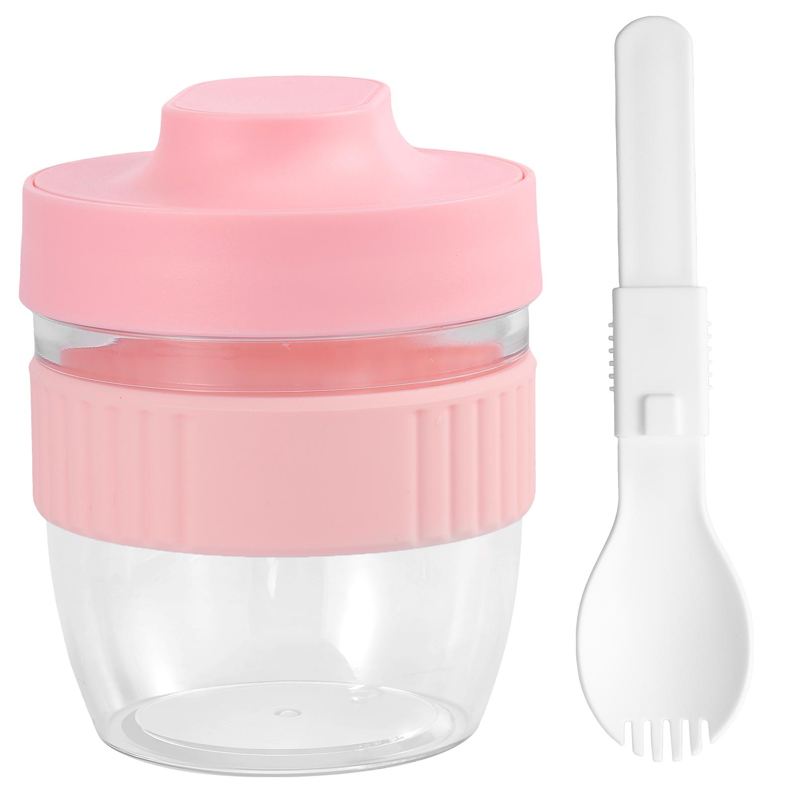 

Термос для еды, чашка для супа, стаканчики для овсянки на ночь, портативный, для завтрака, молока, фруктового салата, герметичный контейнер с термоизоляцией, 480 мл 2 розовый