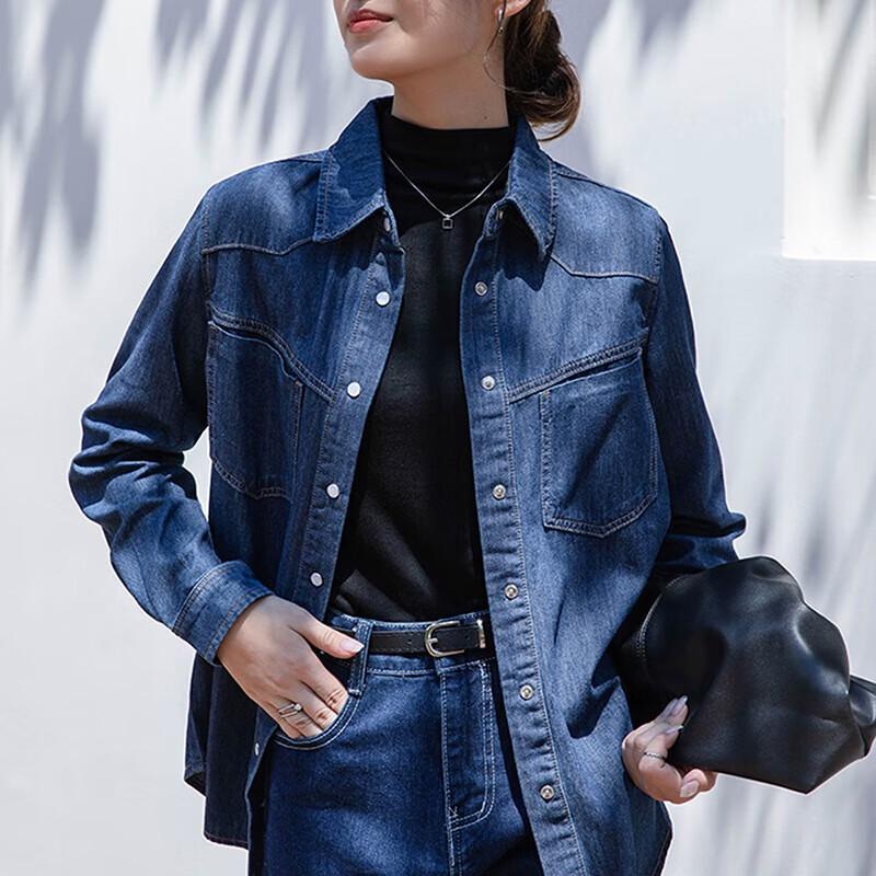 Women's Loose Casual Denim Long Sleeve Shirt
