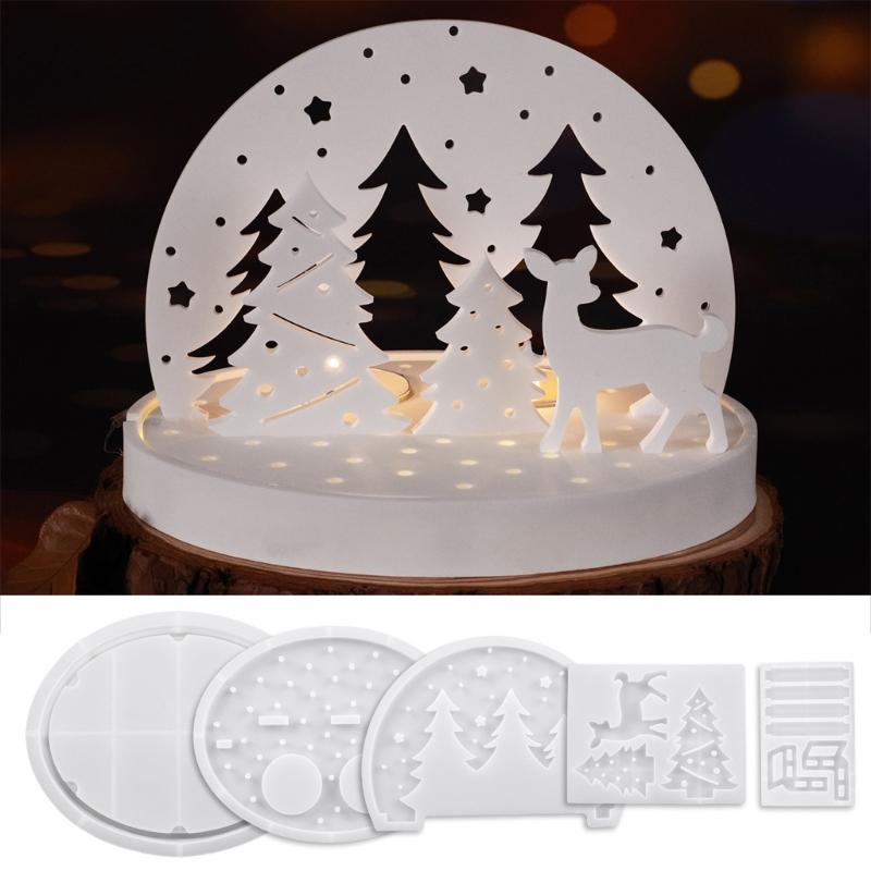 Creative Silicone Molds Kit For Handmade Resin Crafts Including Hollow House Candle Stand And Street Light