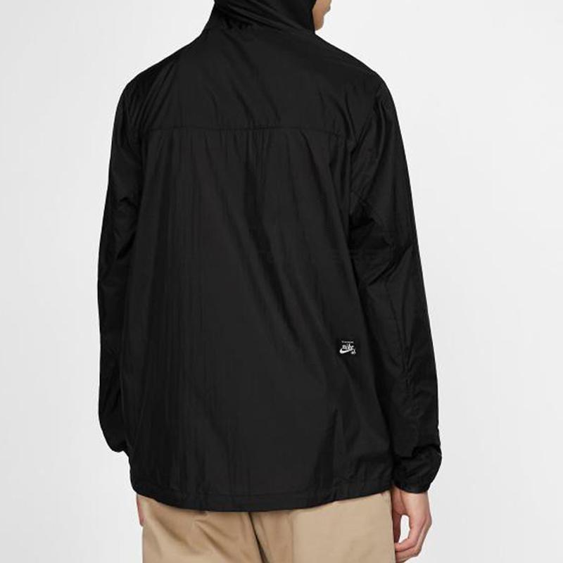 Nike SB Skateboarding Retro Pullover High Neck Woven Logo Jacket Men Jacket Black CT5327-010