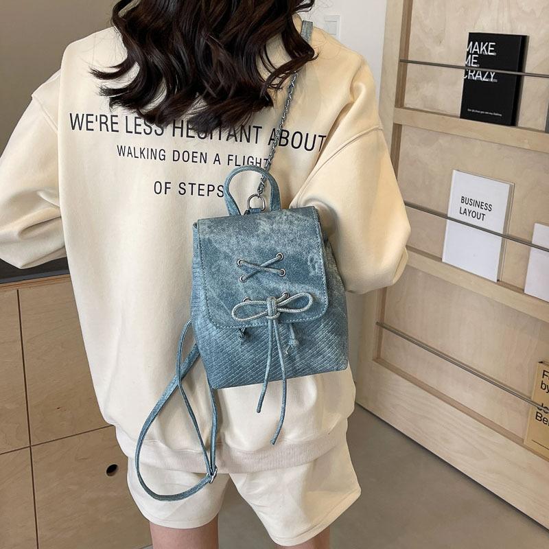 Korean version niche bow backpack bag 2025 new cute simple portable shoulder bag casual versatile schoolbag