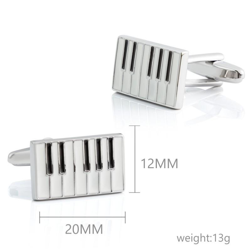 High End Baked Paint Piano Key Metal Cufflinks Men's French Shirt