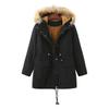 Women's Fleece-Lined Plus Size Hooded Cotton Jacket for Autumn/Winter