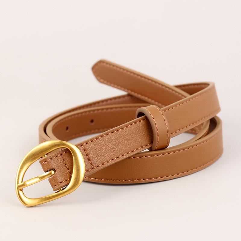 True Leather Womens Belt With Geometric Buckle For Casual Jeans Styling