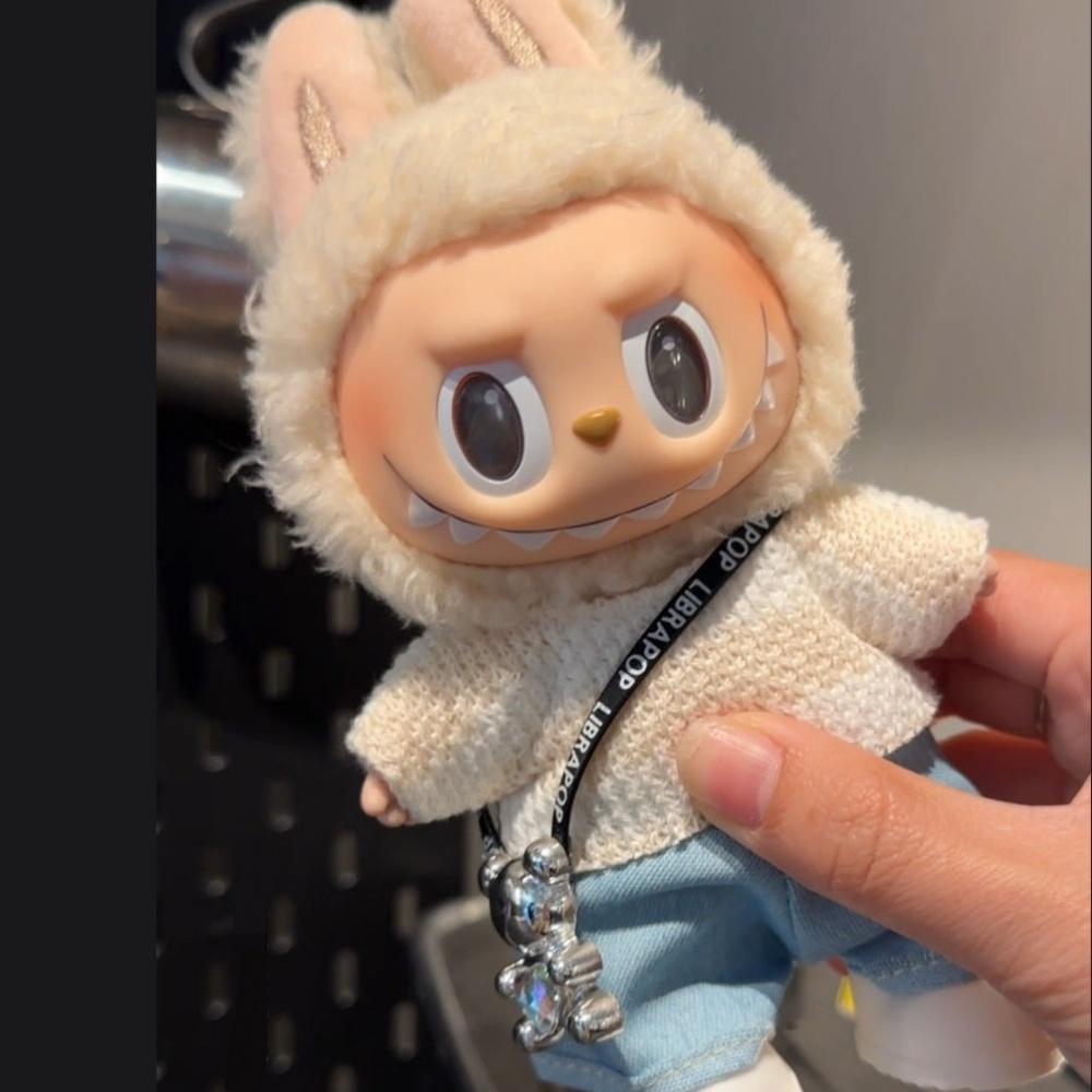 Doll Designer Clothes Suitable For V1/2/3 Labubu T-shirt Pants Little Bear Pendant 3PCS/Pack Cute Fashion Plush Doll Accessory