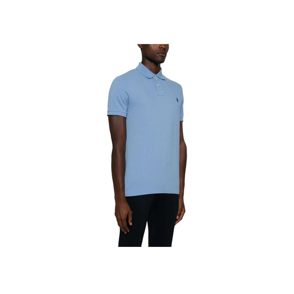 Polo Ralph Lauren Solid Color Logo Embroidered Straight Fit Short Sleeve Polo Shirt Men tops Light-Blue 710534735-439