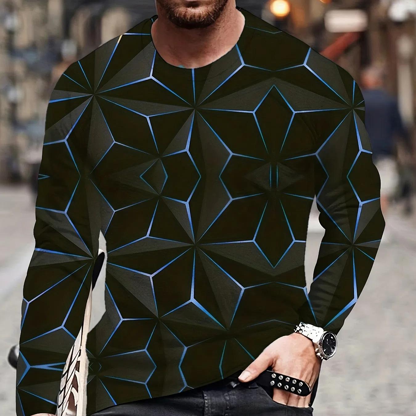 

Универсальная мужская повседневная футболка с 3D-геометрическим принтом — удобная, прочная и простая в уходе, подходит для ношения в любое время года 2XL