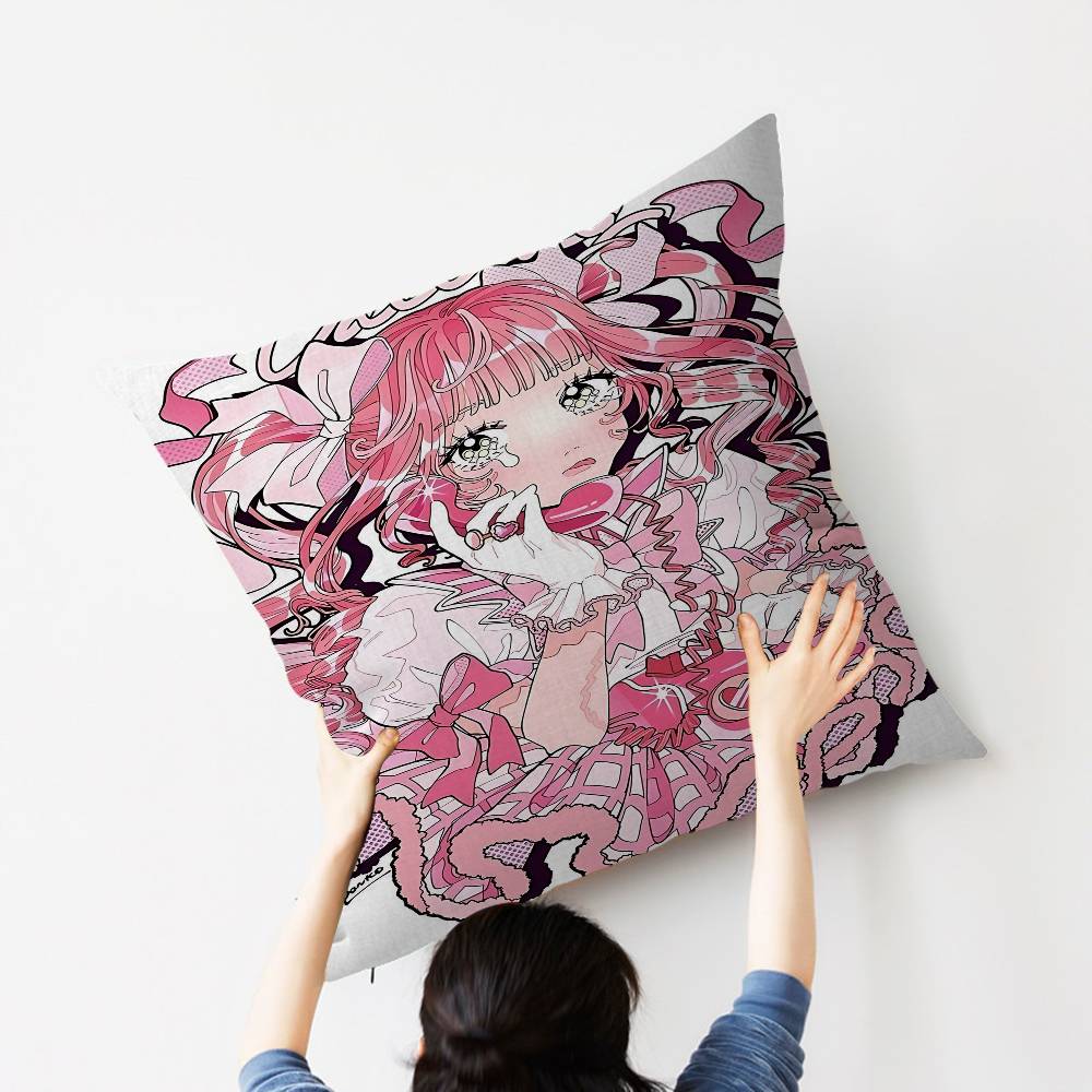 

Gyaru Subculture Girls Maple Design Cushion Cover Happy Autumn Harvest Decor Holiday Decorati Pillow Cover 30cmx30cm