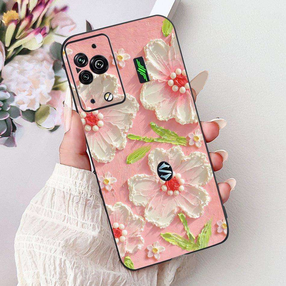Per Xiaomi Black Shark 5 Pro Shark5 Custodia per Telefono Black Shark 5 5Pro Elegante Floreale Gatto Dipinto Morbido Silicone TPU Custodie