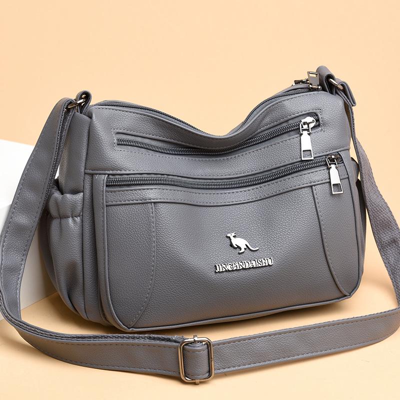 2025 New Soft Leather Large Capacity Multi-Layer Shoulder Crossbody Bag for Middle-Aged Women
