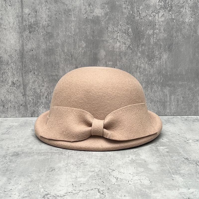 Show Face Little Hepburn Curly Edge Bow White Female Dome Temperament Thousand Gold Fan Woolen Beret