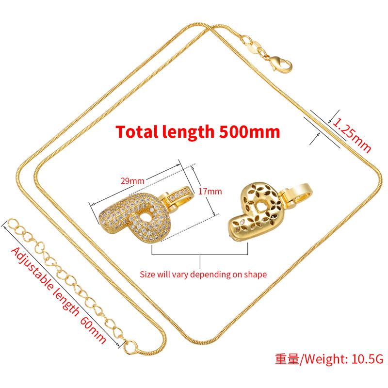 ZHUKOU Silver color Bubble initial letters necklaces 26 letters pendants necklaces for women Brass CZ Jewelry VL34