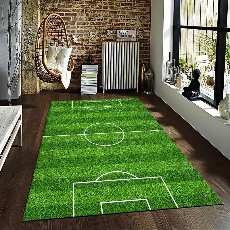 Soccer Field Pattern Carpet Suitable As a Non-slip Mat for the Living Room or Bedroom Sofa