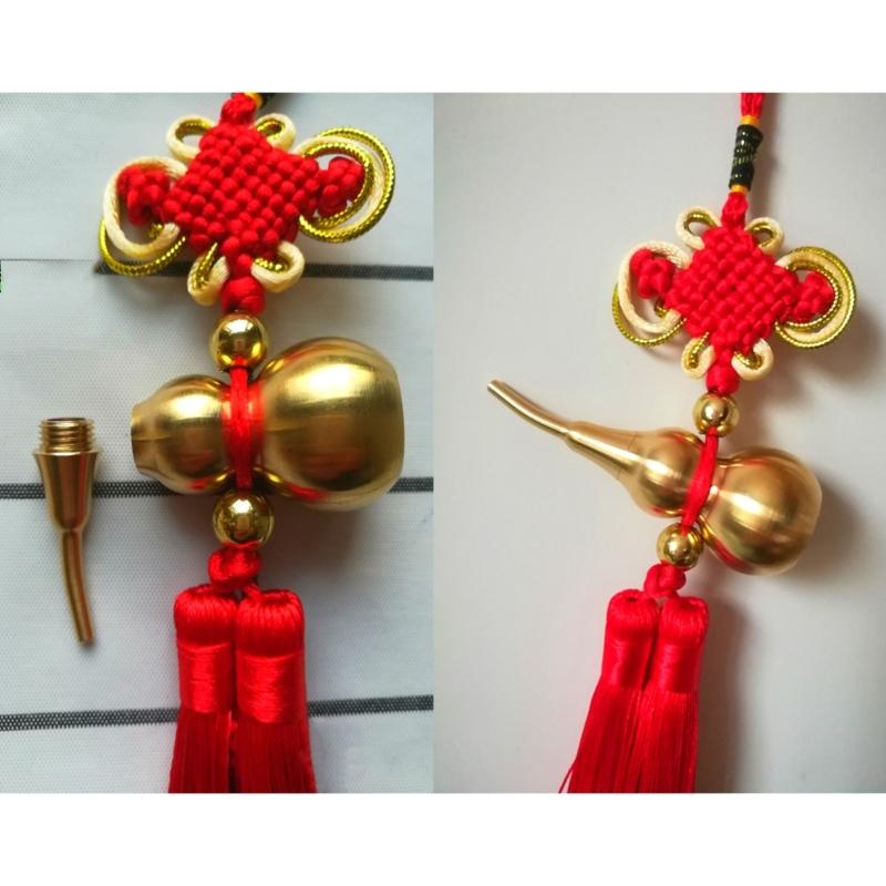 Copper Gourd and Chinese Knot Tassels Pendant Charm For Home Car Decors Amulet With Auspiciously Fengshuis Symbolism
