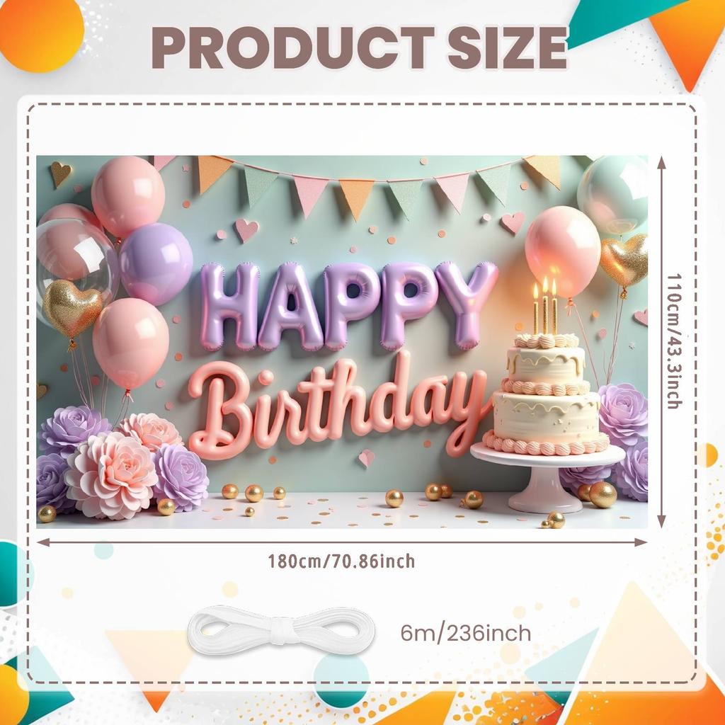 Happy Celebration Display Gold Gray Balloons Birthday Event Backdrop Birthday Party Backdrop Festive Party Decoration Banner