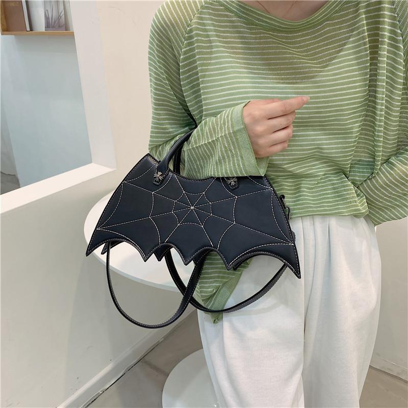Black punk style shoulder bag for girls crossbody bag for women's and girls' bags bat bag designer  leather bag