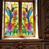 Colorful Window Glass Electrostatic Stickers Retro Flowers Birds Stickers Removable Window Privacy Stained Decor Film For Home