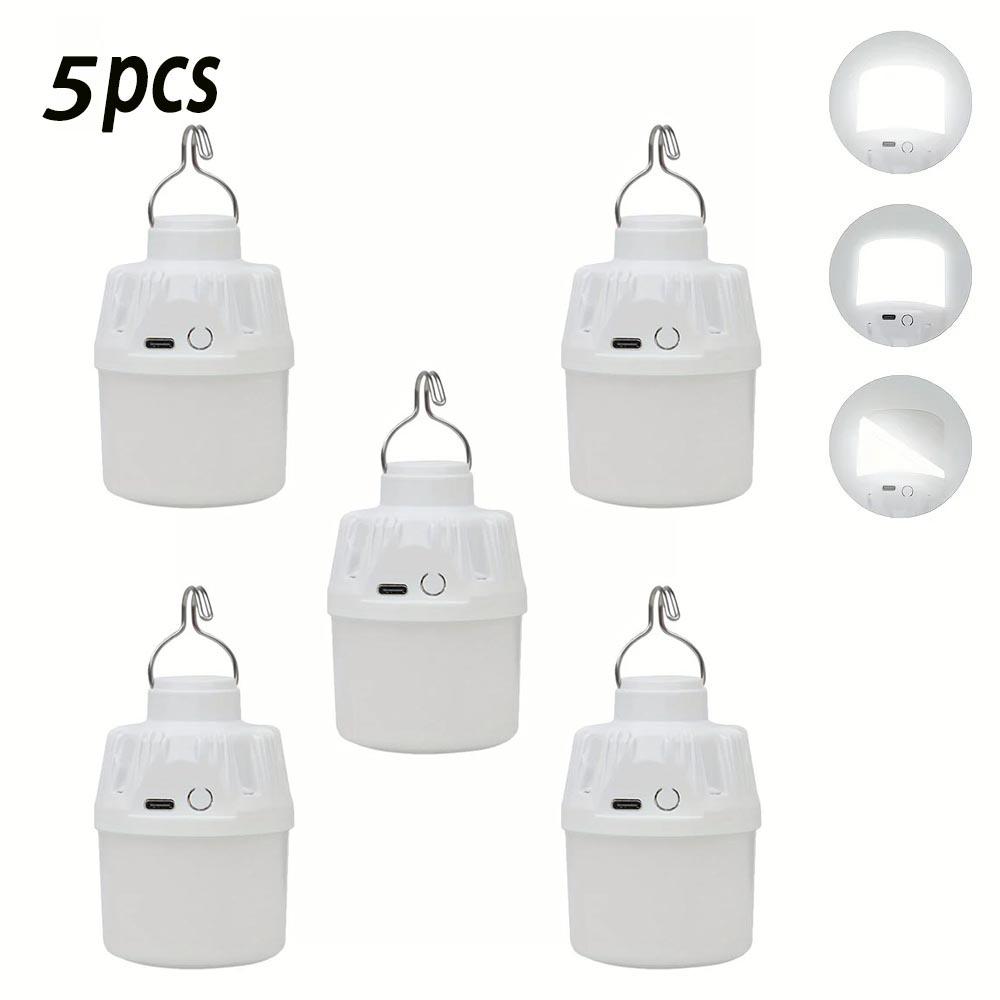 1/2/3/5/10PCS Portable LED Camping Light Bulb Outdoor Electric Lamp USB Charging 3 Lighting Modes White/Orange for Camping