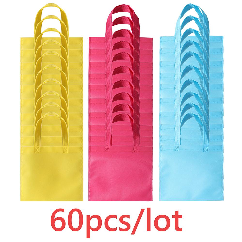 

60/120 Pieces Colorful Small Non Woven Party Favor Bag 8×8 Inch Renewable Gift Bag with Handle for Birthday Party Gift Bag