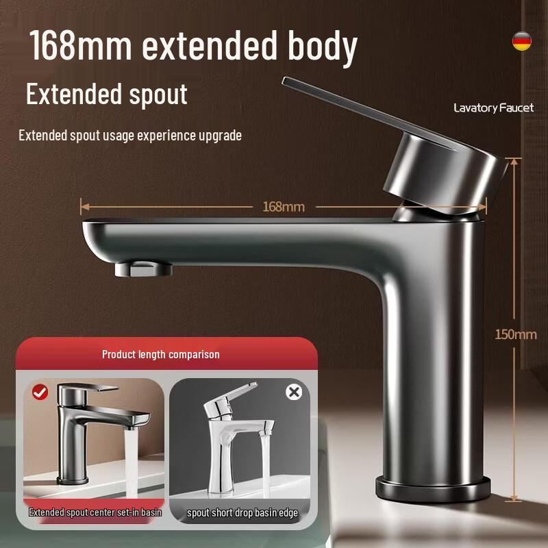 HANDUNYOU Black Stainless Steel Washbasin Faucet