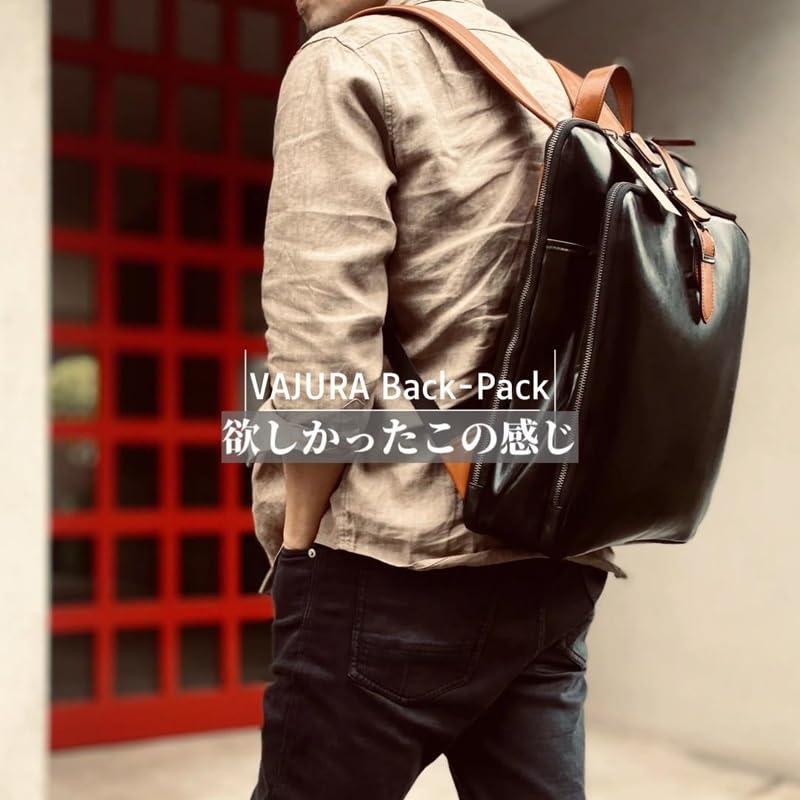 Genuine Cow Leather Designer Backpack Rucksack Double ZIP Round Zipper Business Bag C04 VAJURA Black