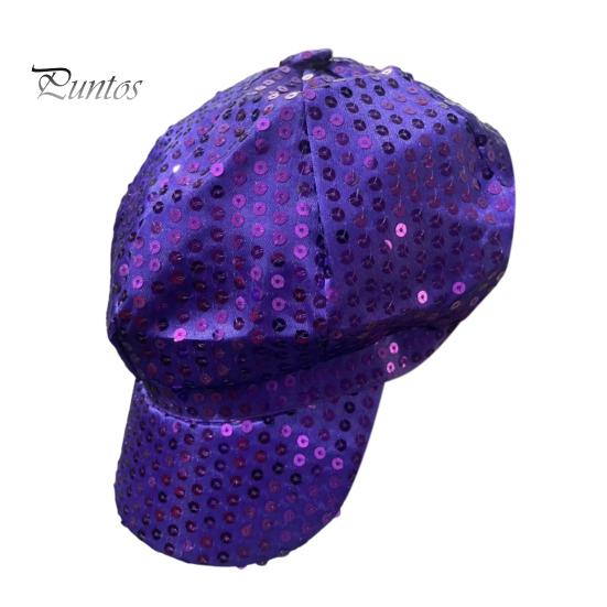 

Блестящая кепка с пайетками, унисекс, шляпа для вечеринок, солнцезащитный козырек с длинными полями для взрослых и детей, кепка для выступлений на сцене, головной убор для уличных танцев фиолетовый