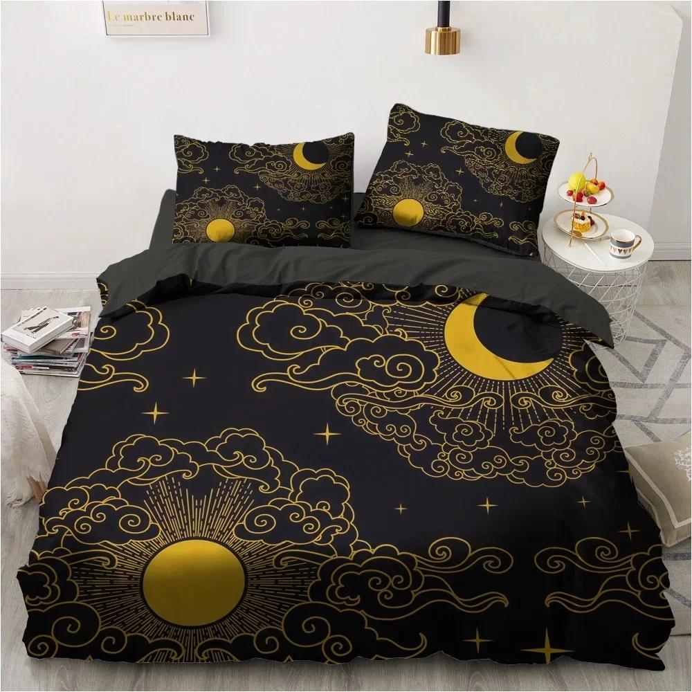 3D Black Cat Bedding Sets  King Queen Full Single 200x200 Bed Linen Gold Design 3D Printed Duvet Cover Set for Teens Women
